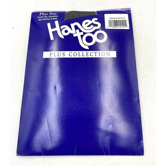 Hanes Too Plus Collection Control Top Sandalfoot Pantyhose Black Size 1Q‎ - Picture 1 of 3